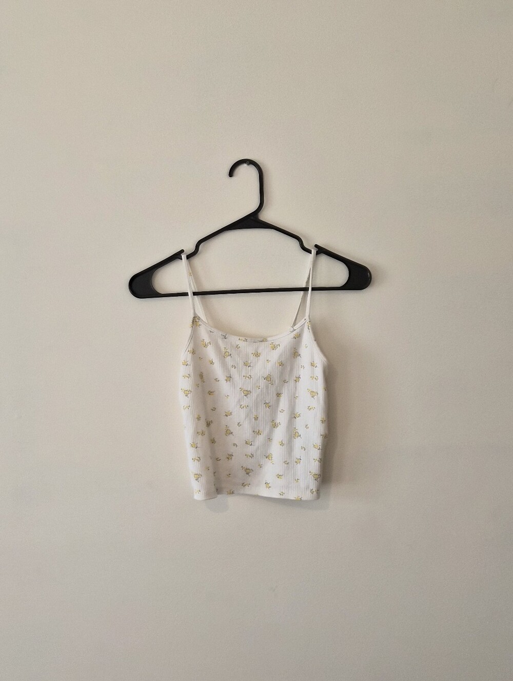 Women’s White Spaghetti Strap Floral Cami Top